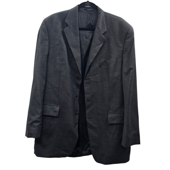 Ralph Lauren Suit Jacket Mens 44 Gray Sports Coat Blazer Wool Double Breasted - Picture 1 of 15